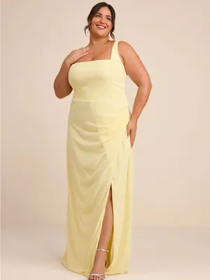 Lulus Glamorous Disposition Light Yellow Ruched Maxi Dress Size Small NWT thumbnail 5