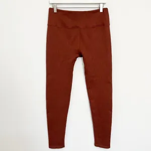 Leggings High Rise Brown Ribbed Full Length Athletic Gym‎ Workout Activewear thumbnail 5