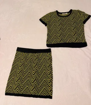 Rewind Yellow and Black Chevron Two-Piece Set thumbnail 1