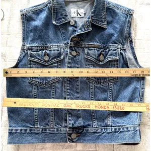 VTG Calvin Klein Denim Cropped Vest USA Made Retro 90s Downtown Indie Jean Top M thumbnail 7