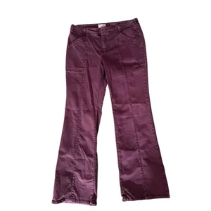 Pilcro Anthropologie Low-Rise Utility Demilune Pants in plum 29 thumbnail 4