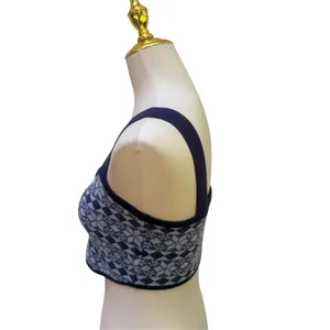Intimately Free People Crop Top M Blue Geometric Knit snowflake Nordic Boho thumbnail 3