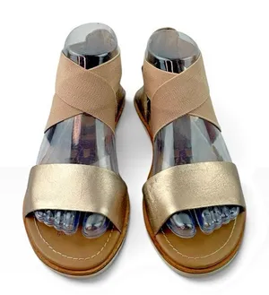 *SOREL Shoes Woman’s Size 6 Gold Tan Metallic Ella II Leather Strappy Sandals thumbnail 1