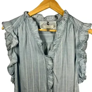 Cupio‎ Ruffled Sleeveless Chambray Top XS thumbnail 3