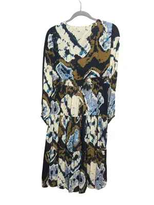 ANTHROPOLOGIE Othelia Arden Tie Dye Midi Dress S 19” P2P Blue/Tan/Cream EUC thumbnail 10