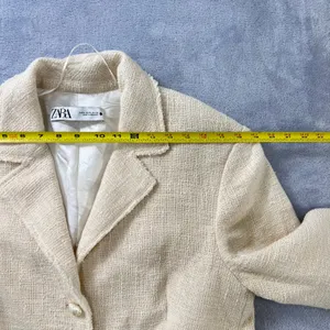 ZARA Textured‎ Cotton Tweed Blazer Jacket Ecru Cream Ivory XL Fully Lined Boho thumbnail 10