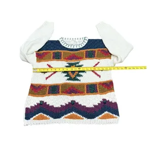 Allison Britney Vintage Sweater Women's‎ Medium Aztec Embroidery Grandma Core thumbnail 4