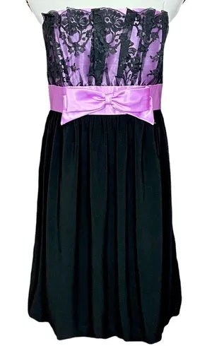Y2K Gunne Sax By Jessica McClintock Black and Purple Lace Semi Formal Dress 9 thumbnail 1