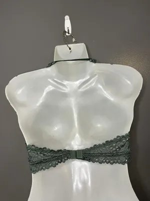 Aerie Bralette Bra Womens Medium Green Lace Wireless Halter Lined Longline thumbnail 4