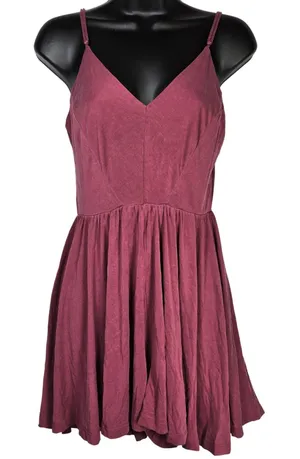 Silence + Noise Burgundy Burnout Backless Strappy Jumpsuit Romper Size‎ L thumbnail 1