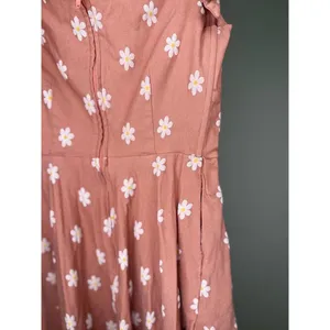 Unique Vintage Daisy Dress Coral Pink Floral Print A-Line Sweetheart Tie Straps thumbnail 5