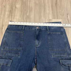 SHEIN Dark Blue Wide Leg Cargo Jeans thumbnail 3