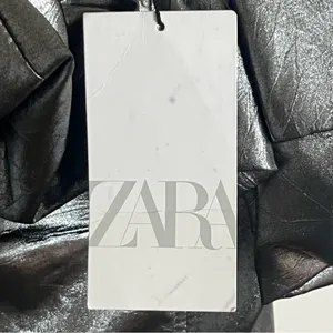 Zara Metallic‎ Silver Ruffle Off Shoulder Mini Dress NWT Size M Party Night Out thumbnail 5
