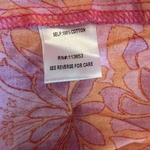 Sugarlips Small Blouse Top Floral Puff Ruffle Sleeve Orange Pink Cotton Garden thumbnail 6