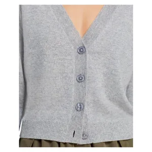NWT Aqua Button Front Sweater Cashmere V-Neck Cardigan V10337 Light Gray XL thumbnail 5