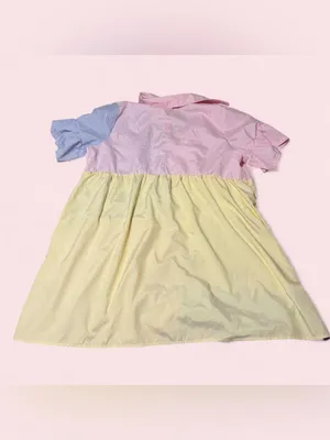 SHEIN Colorblock Striped Patchwork Dress in Pink, Blue & Yellow thumbnail 2