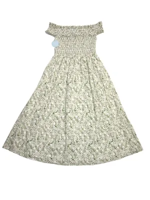 NWT Hill House Marguerite Nap in Sand Basketweave Vine Smocked Midi Dress L thumbnail 3