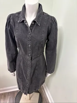 Free People Black Mia Denim Mini Dress Small thumbnail 12