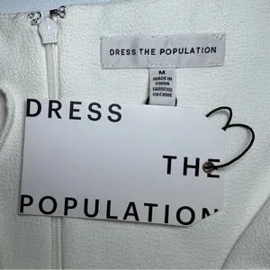 Dress the Population Mira‎ White Spaghetti-Strap Ruffle-Hem Mini Dress NWT thumbnail 5