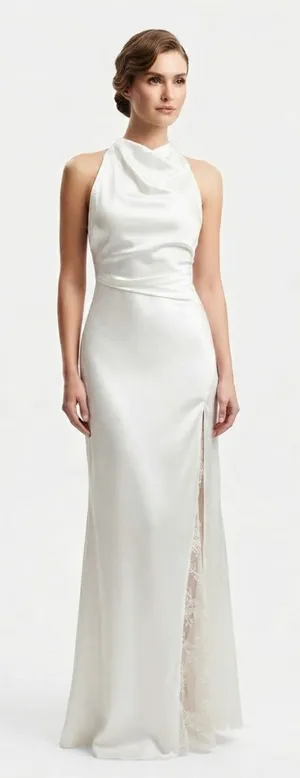 Lulus Womens White Satin Strapless Maxi Dress XS thumbnail 1