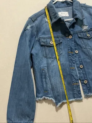 KanCan Medium Blue Distressed Cropped Denim Jacket thumbnail 3