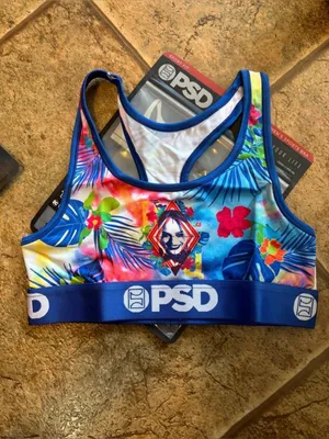 NWT *Bundle of 2* PSD Microfiber Blend Sports Bra Harley Quinn/Ice Chains sz S thumbnail 3