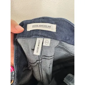 Good American Good Waist Skinny Jeans Velvet Side‎ Stripe Dark Wash Size 4/27 thumbnail 3