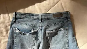 Aged Denim Wide Leg Crop Jeans thumbnail 3
