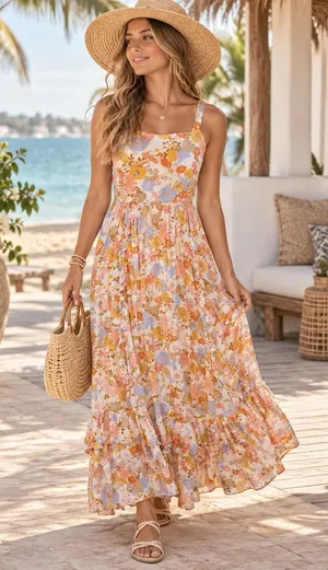 Petal And Pup Floral Maxi Sun Dress Size Small Beach Resort Cruise Wedding Guest thumbnail 1