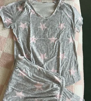 Amazon Gray and Pink Star Pajama Set thumbnail 1