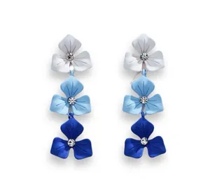 Flower Dangle Drop Earrings for Women Blue thumbnail 1