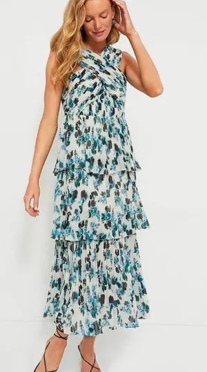 Tuckernuck NWT blue bluebell Gwen dress tiered maxi size M thumbnail 1