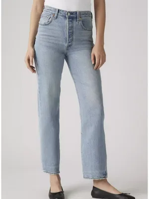 New Levi's Premium 27x29 Ribcage Straight Ankle Let's Share Medium Wash thumbnail 2