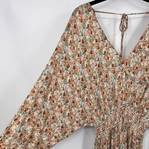 Final Touch Floral Mini Dress Multi Dolman Sleeves Coastal Cowgirl Boho Size M thumbnail 6