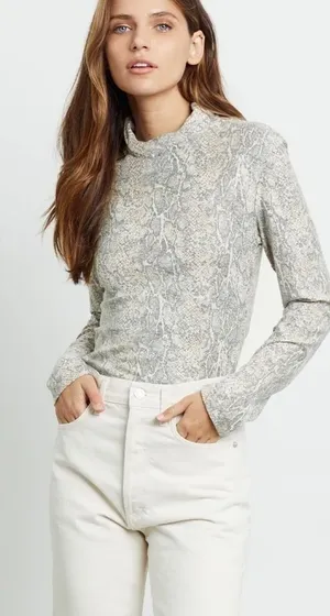RAILS Ivory Snakeskin Long Sleeve Top thumbnail 1