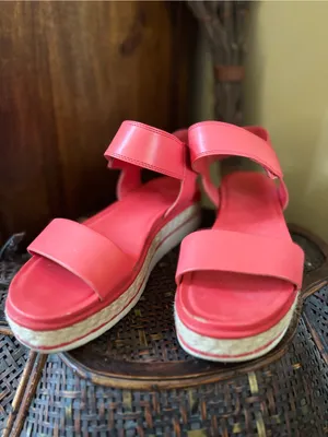 Franco Sarto Coral Pink Espadrille Wedge Sandals thumbnail 4
