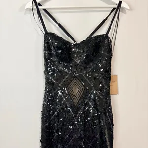 Mandalay Women’s Sleeveless Sequin Hi Low Formal Gown Dress Black Size 6 NWT thumbnail 2
