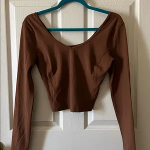 Lululemon Brown Align Cropped Long Sleeve Athletic Top in Java Size 2‎ thumbnail 4