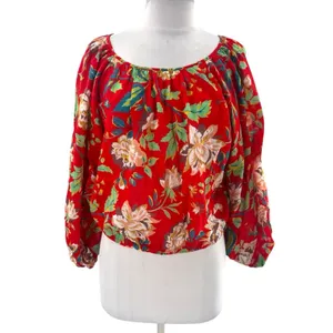 Anthropologie‎ Maeve Red Floral Lake House Top thumbnail 5