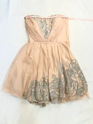 Teeze Me Lace/Mesh Strapless Glitter Homecoming Mini Dress - Blush Pink - 7 thumbnail 8