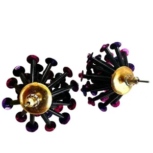Statement Sputnik Burst Earrings – Pink & Purple Sequins thumbnail 5