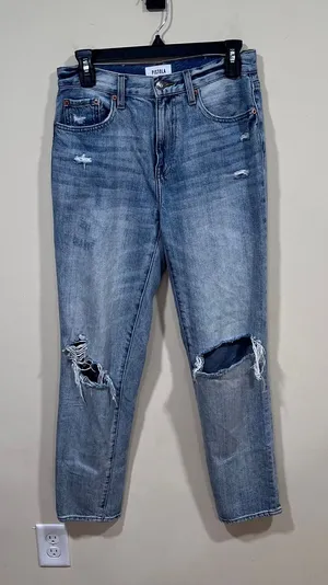 Pistola Distressed Patched High Rise Jeans Light Wash Size 26 EUC thumbnail 1