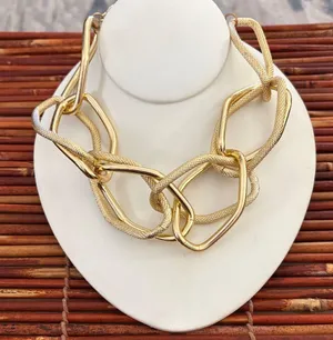 Chunky Gold Large Link Choker Necklace 14” thumbnail 1