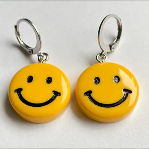 Handmade smiley Kawaii y2k unisex dangle earrings🧡💛 thumbnail 1