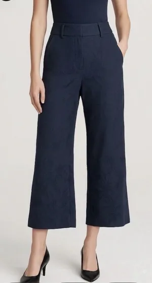 Veronica Beard navy blue wide-leg jacquard trousers Size 4 thumbnail 1
