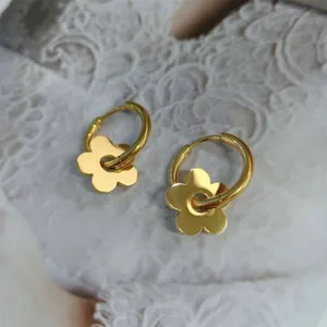 Flower Dangle Drop Earrings for Women 2 in 1 Design Fashion Elegant Style thumbnail 3