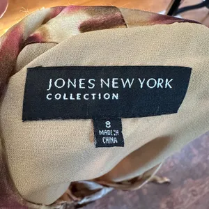 Jones New York Collection Silk Blend Wrap Dress Abstract‎ Print Taupe Plum Sz 8 thumbnail 6