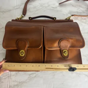Coach kensington satchel briefcase Leather Messenger Brown bag front pockets thumbnail 13