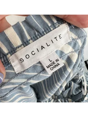 Socialite Coastal Striped Sleeveless Ruffle A-Line Dress Blue White Size Large thumbnail 7