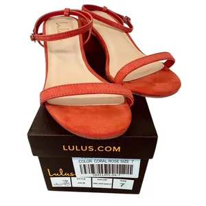 Lulus Julie Color Coral Rose Suede Ankle Strap Block Heels Sandals Size‎ 7 thumbnail 11